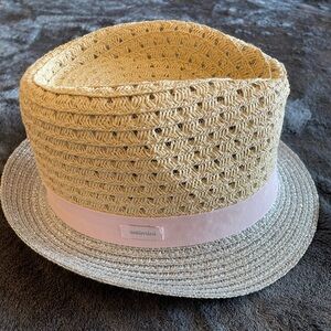 Catimini Ear-topped Straw Hat in beige pink and silver size 2-3T (49cm)